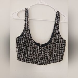 NBD Black and White Tweed Crop Top